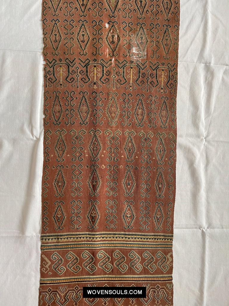 1649 Antique Iban Pua Kumbu Sungkit Singkit Woven Textile with Human Figures-WOVENSOULS Antique Textiles &amp; Art Gallery