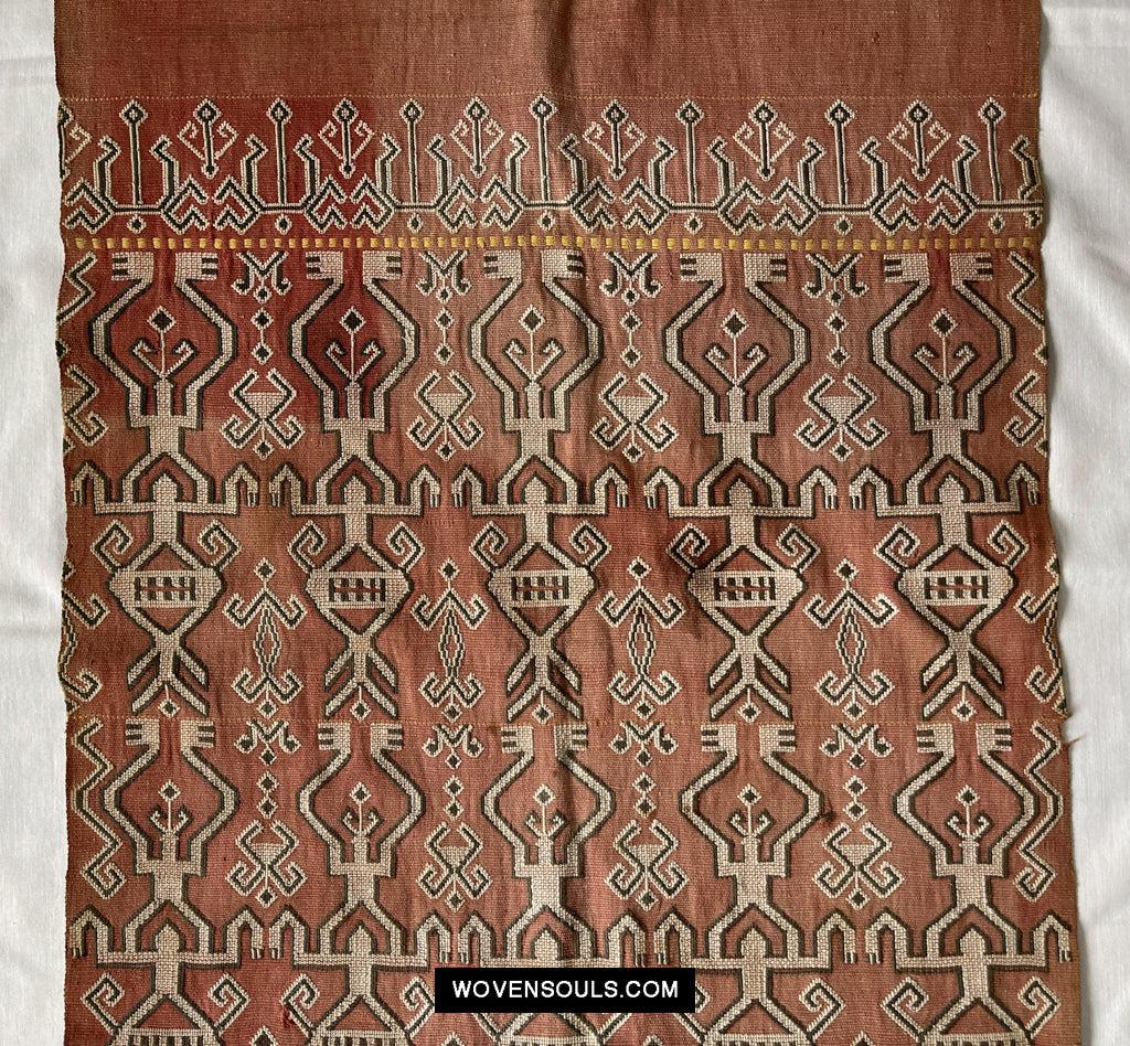 1651 Antique Iban Pua Kumbu Sungkit Singkit Woven Textile with Human Figures-WOVENSOULS Antique Textiles &amp; Art Gallery