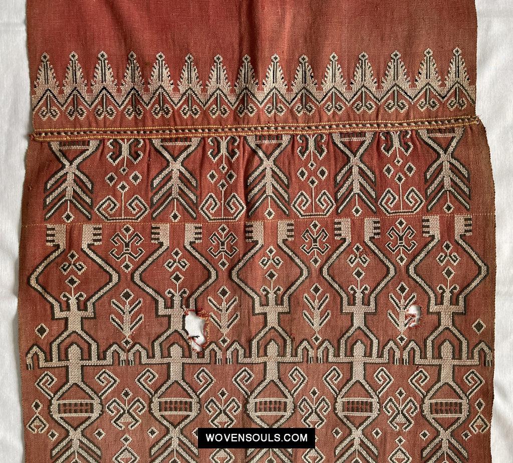 1651 Antique Iban Pua Kumbu Sungkit Singkit Woven Textile with Human Figures-WOVENSOULS Antique Textiles &amp; Art Gallery