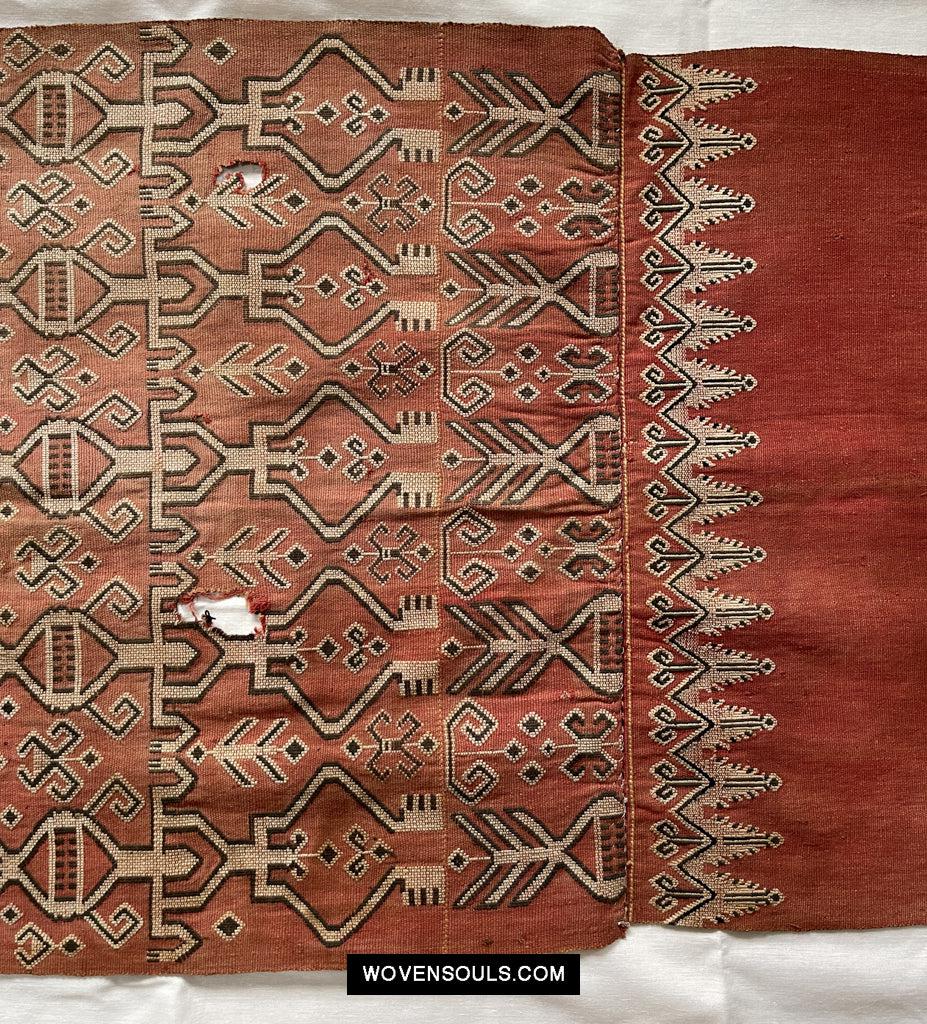 1651 Antique Iban Pua Kumbu Sungkit Singkit Woven Textile with Human Figures-WOVENSOULS Antique Textiles &amp; Art Gallery