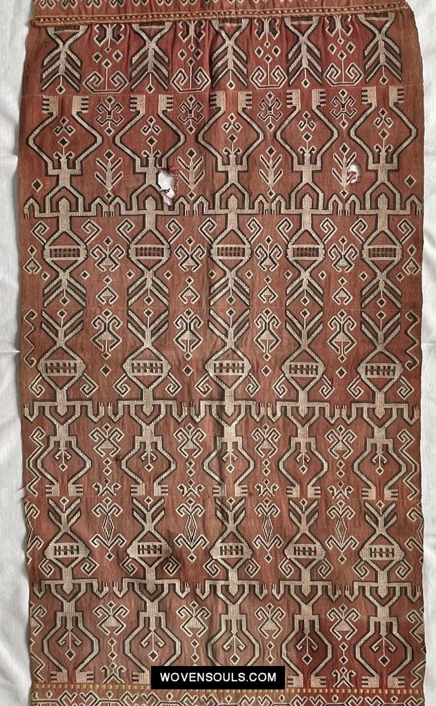 1651 Antique Iban Pua Kumbu Sungkit Singkit Woven Textile with Human Figures-WOVENSOULS Antique Textiles &amp; Art Gallery