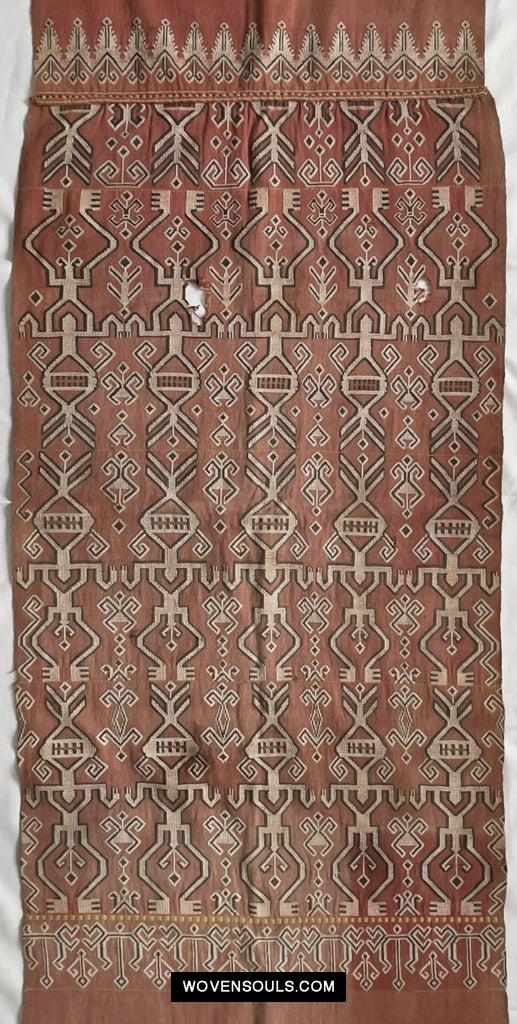 1651 Antique Iban Pua Kumbu Sungkit Singkit Woven Textile with Human Figures-WOVENSOULS Antique Textiles &amp; Art Gallery