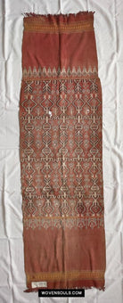 1651 Antique Iban Pua Kumbu Sungkit Singkit Woven Textile with Human Figures-WOVENSOULS Antique Textiles &amp; Art Gallery