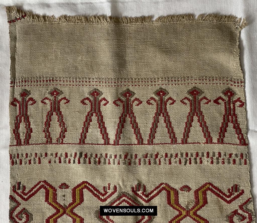 1652 Antique Iban Pua Kumbu Sungkit Singkit Woven Textile with Human Figures - Undyed base-WOVENSOULS Antique Textiles &amp; Art Gallery