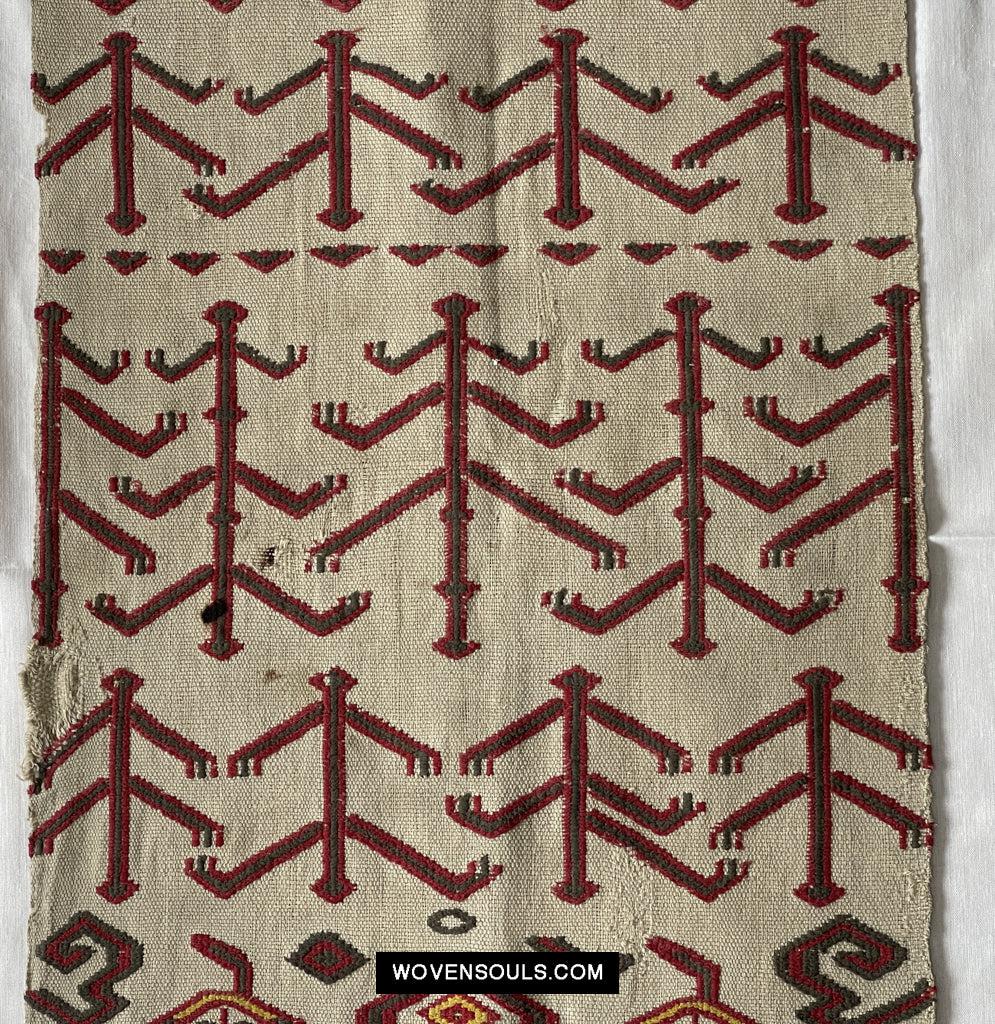 1652 Antique Iban Pua Kumbu Sungkit Singkit Woven Textile with Human Figures - Undyed base-WOVENSOULS Antique Textiles &amp; Art Gallery