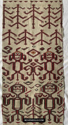 1652 Antique Iban Pua Kumbu Sungkit Singkit Woven Textile with Human Figures - Undyed base-WOVENSOULS Antique Textiles &amp; Art Gallery