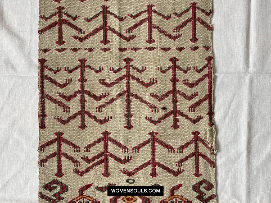 1652 Antique Iban Pua Kumbu Sungkit Singkit Woven Textile with Human Figures - Undyed base-WOVENSOULS Antique Textiles &amp; Art Gallery