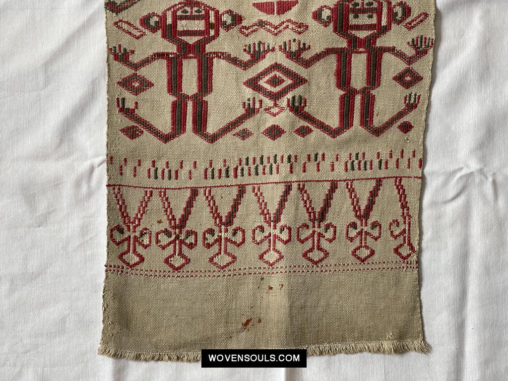 1652 Antique Iban Pua Kumbu Sungkit Singkit Woven Textile with Human Figures - Undyed base-WOVENSOULS Antique Textiles &amp; Art Gallery