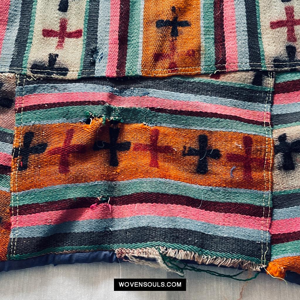 1657 Small Vintage Tibetan Nomadic Animal Blanket-WOVENSOULS Antique Textiles &amp; Art Gallery