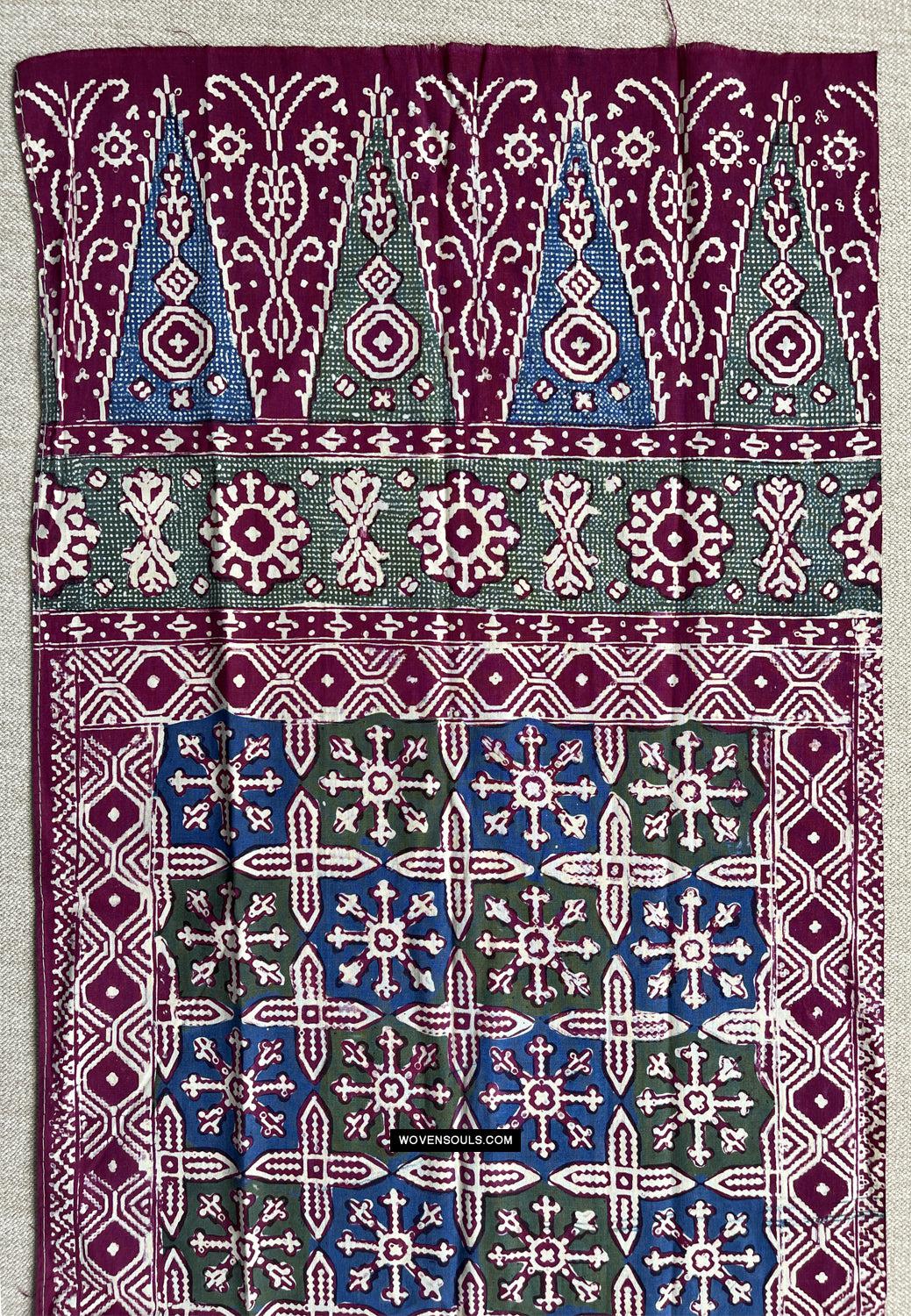 1661 Vintage Batik Textile with Patola Motif-WOVENSOULS Antique Textiles &amp; Art Gallery