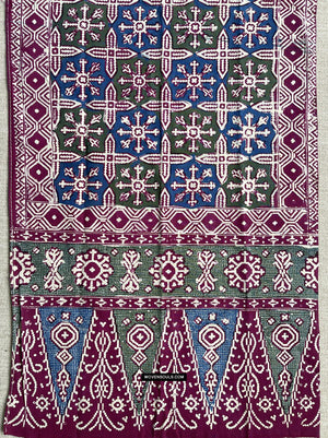 1661 Vintage Batik Textile with Patola Motif-WOVENSOULS Antique Textiles &amp; Art Gallery