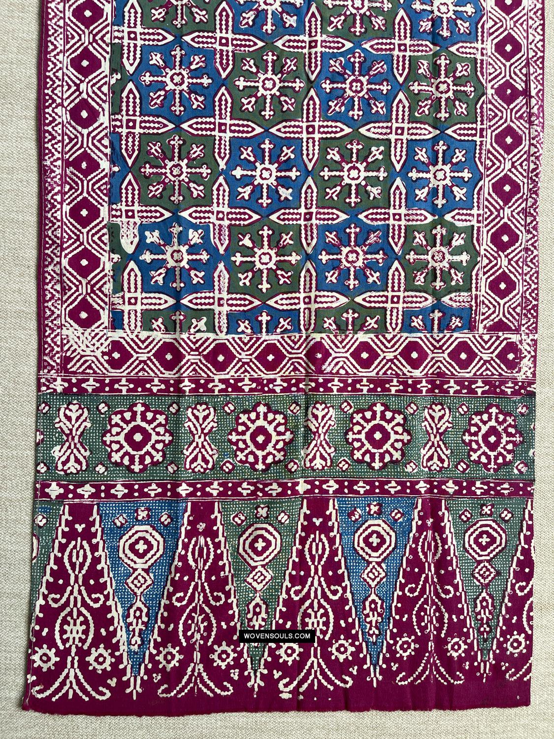 1661 Vintage Batik Textile with Patola Motif-WOVENSOULS Antique Textiles &amp; Art Gallery