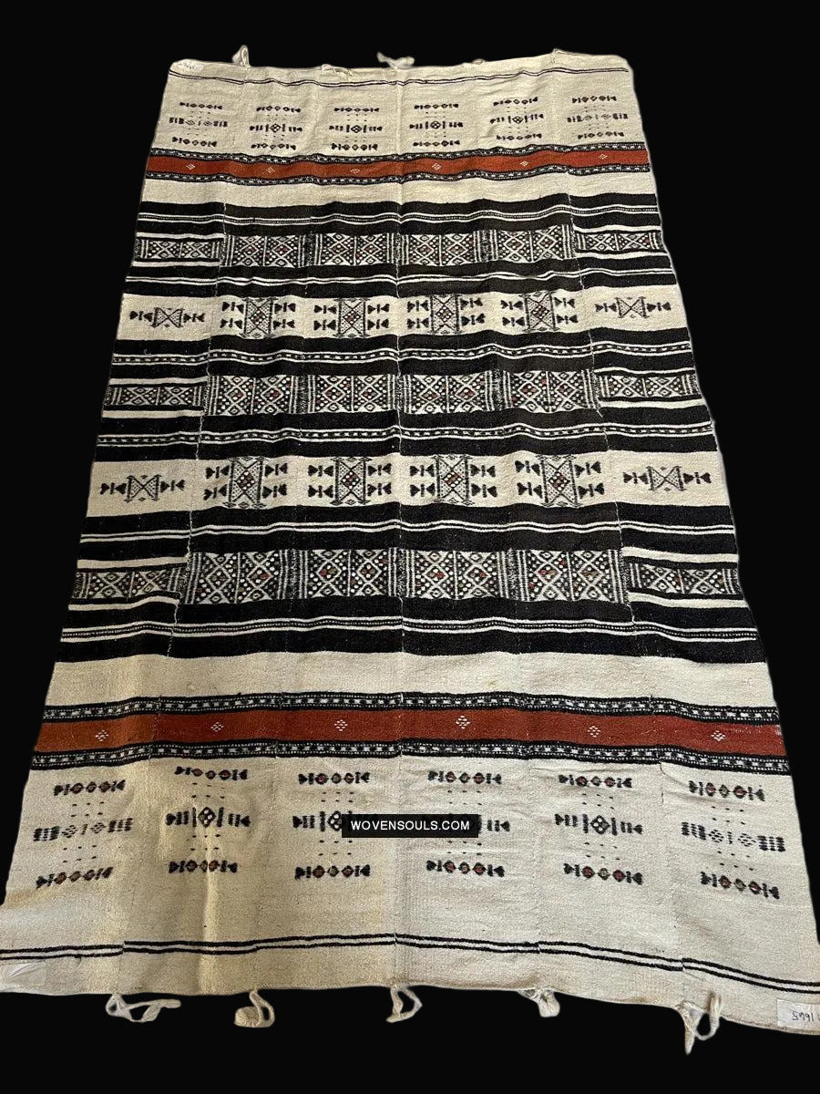 1665 Vintage Fulani Woven Blanket Textile - African Weaving-WOVENSOULS Antique Textiles &amp; Art Gallery