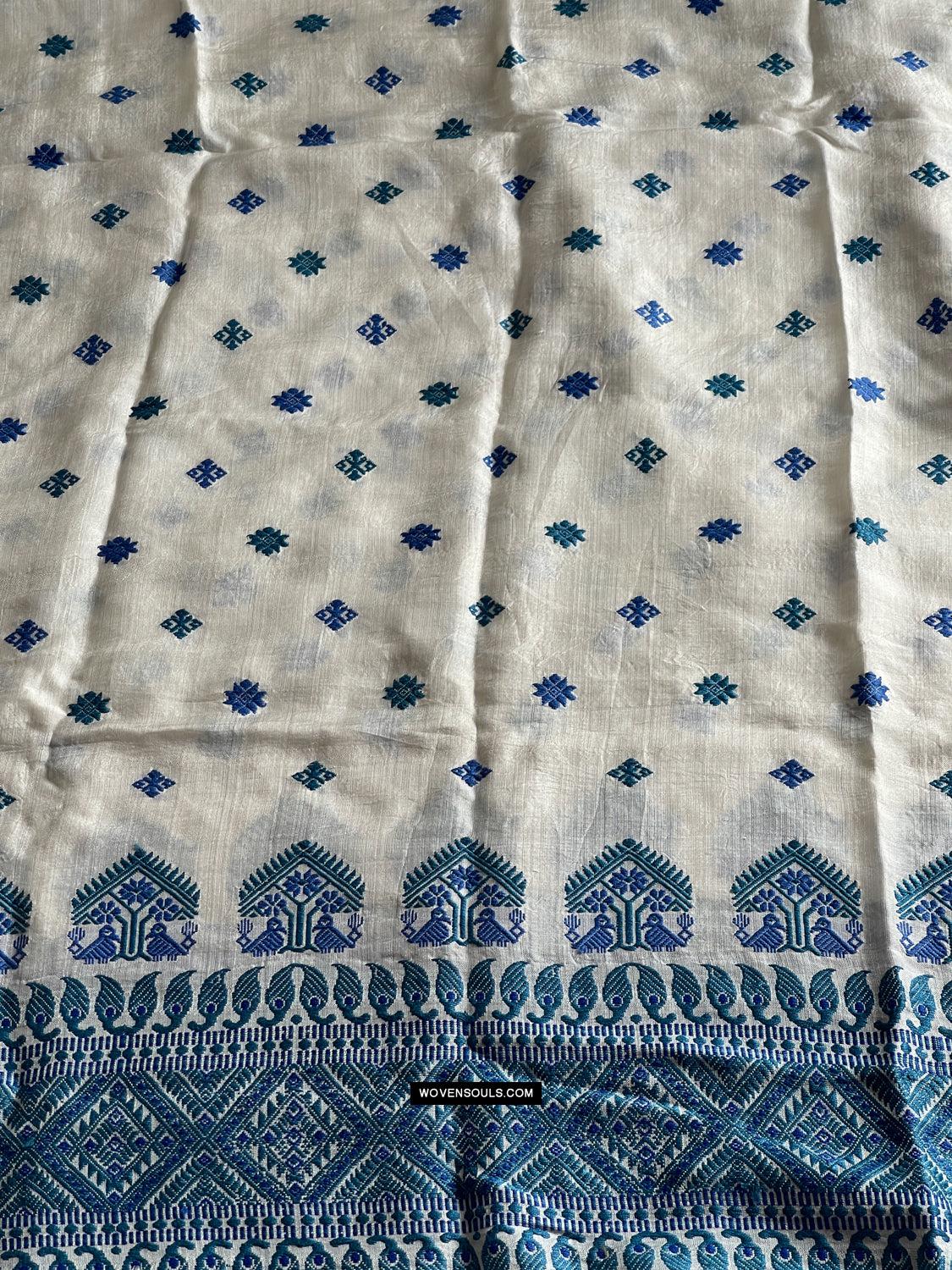 1668 Handwoven Silk Assamese Scarf - Recently Made-WOVENSOULS Antique Textiles &amp; Art Gallery