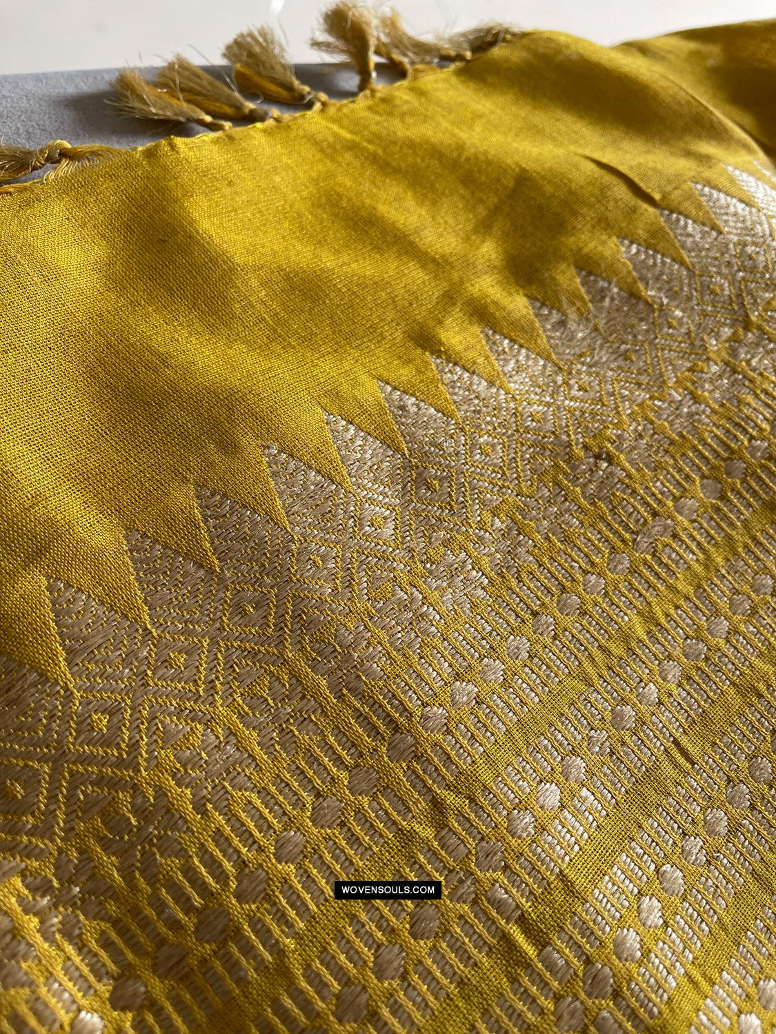 1669 SOLD Handwoven Yellow Silk Assamese Sari Saree - Recently Made-WOVENSOULS Antique Textiles &amp; Art Gallery