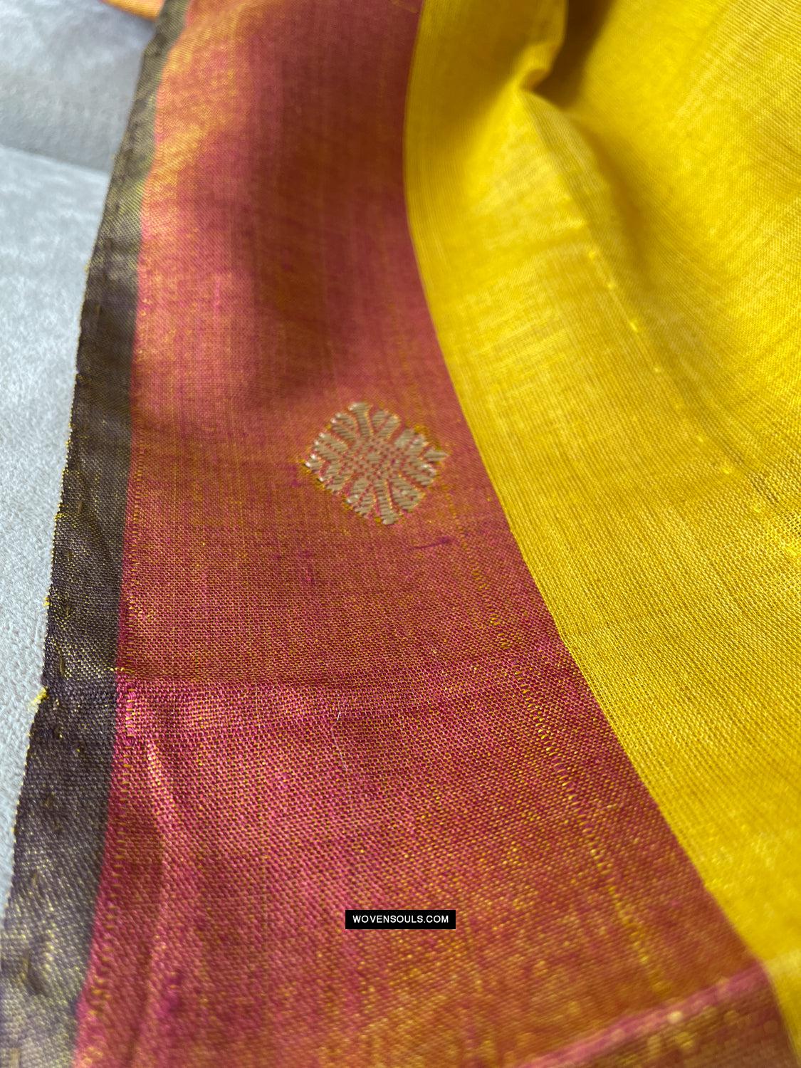 1669 SOLD Handwoven Yellow Silk Assamese Sari Saree - Recently Made-WOVENSOULS Antique Textiles &amp; Art Gallery