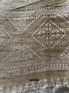 1670 Handwoven Silk Assamese Scarf - White + Gold - Recently Made-WOVENSOULS Antique Textiles &amp; Art Gallery