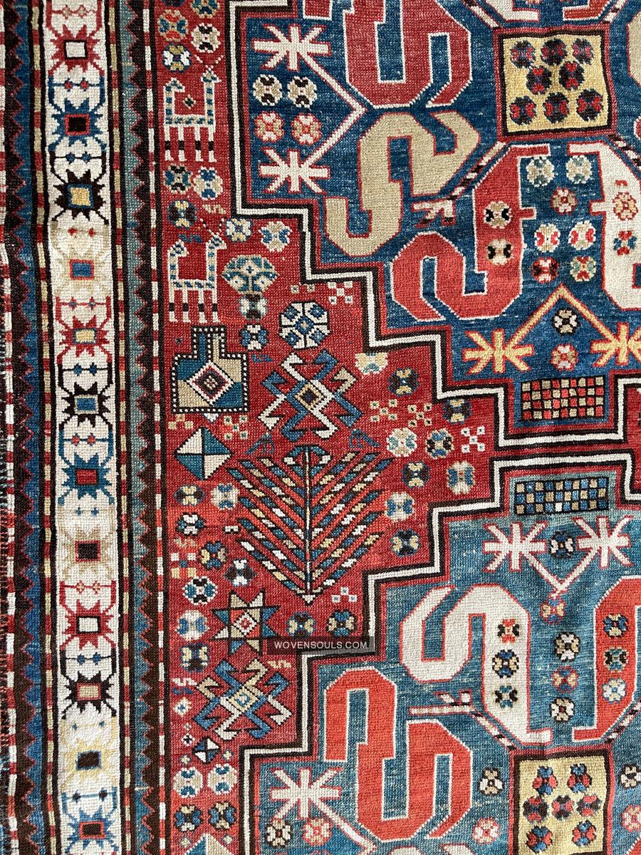 1671 Antique Cloudband Kazak Rug with Human Motifs-WOVENSOULS Antique Textiles &amp; Art Gallery