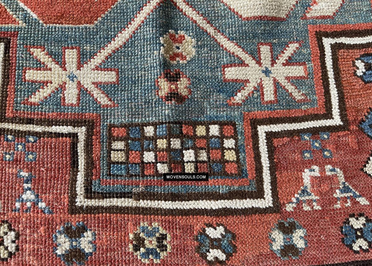 1671 Antique Cloudband Kazak Rug with Human Motifs-WOVENSOULS Antique Textiles &amp; Art Gallery