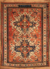 1672 Antique Chelaberd Eagle Kazak Rug with Human Motifs-WOVENSOULS Antique Textiles &amp; Art Gallery