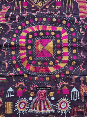 1674 Rare Sainchi Phulkari Embroidery Textile from Punjab-WOVENSOULS Antique Textiles &amp; Art Gallery