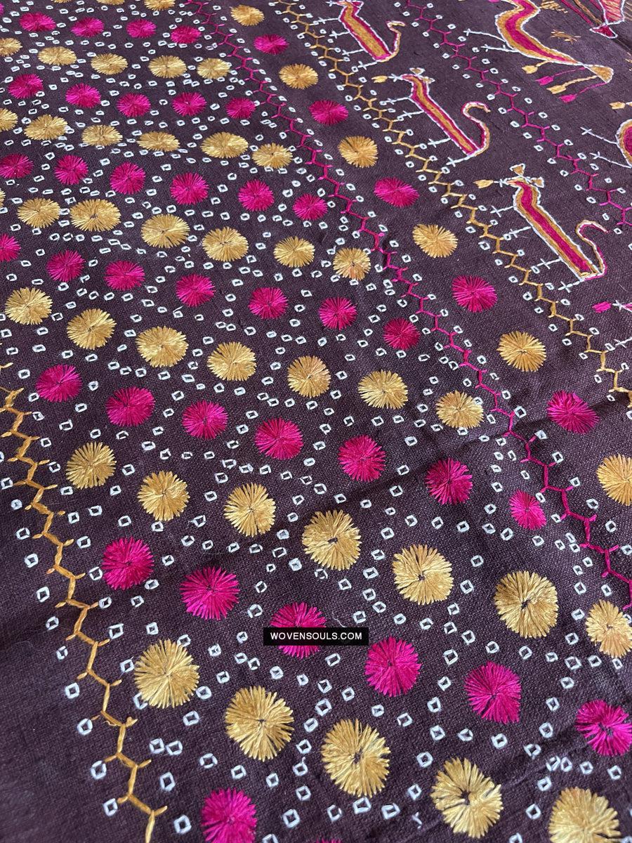 1674 Rare Sainchi Phulkari Embroidery Textile from Punjab-WOVENSOULS Antique Textiles &amp; Art Gallery