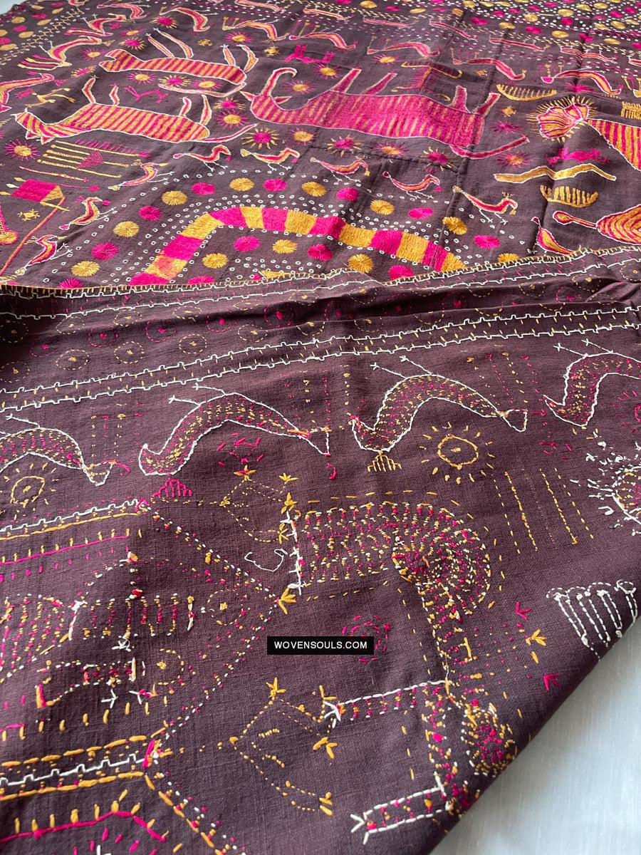 1674 Rare Sainchi Phulkari Embroidery Textile from Punjab-WOVENSOULS Antique Textiles &amp; Art Gallery