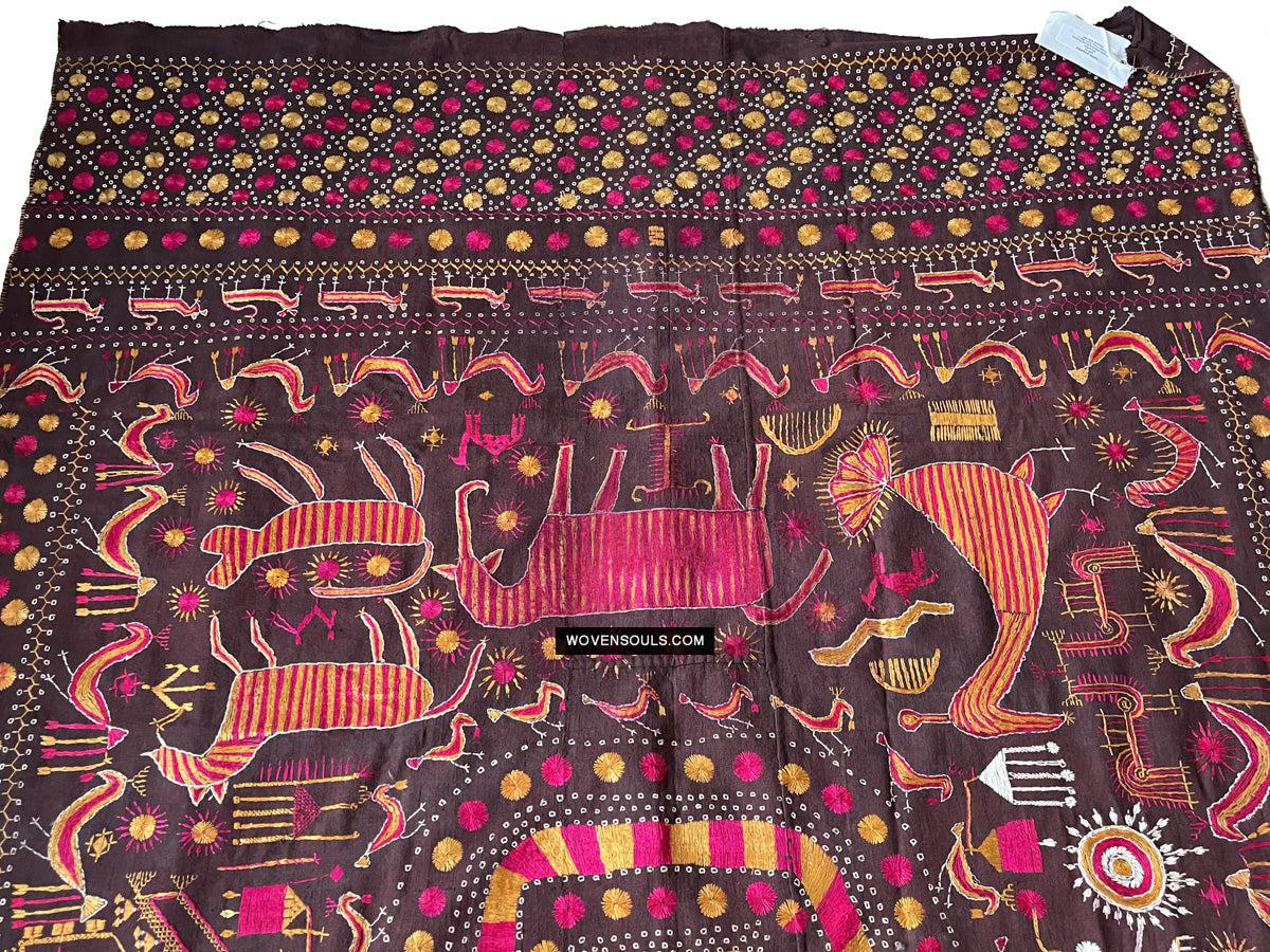 1674 Rare Sainchi Phulkari Embroidery Textile from Punjab-WOVENSOULS Antique Textiles &amp; Art Gallery