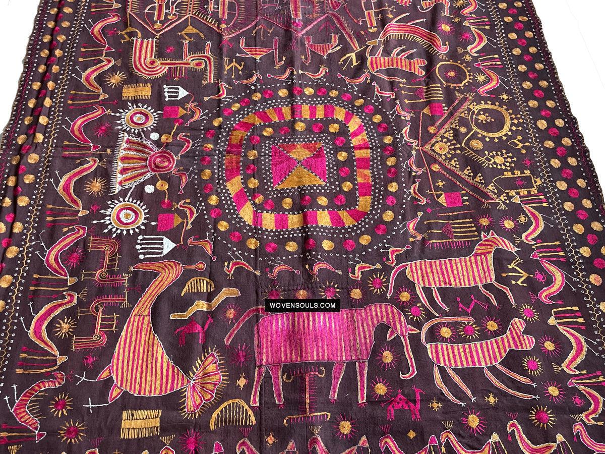 1674 Rare Sainchi Phulkari Embroidery Textile from Punjab-WOVENSOULS Antique Textiles &amp; Art Gallery