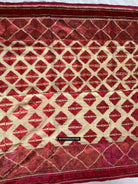 1675 Gorgeous Red & WHite Phulkari Floral Thirma with Borders-WOVENSOULS Antique Textiles &amp; Art Gallery