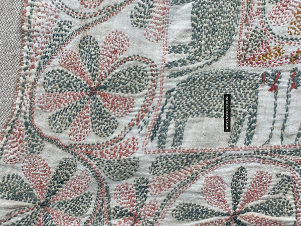 1676 Old Kantha Embroidery Bengal Textile Art-WOVENSOULS Antique Textiles & Art Gallery