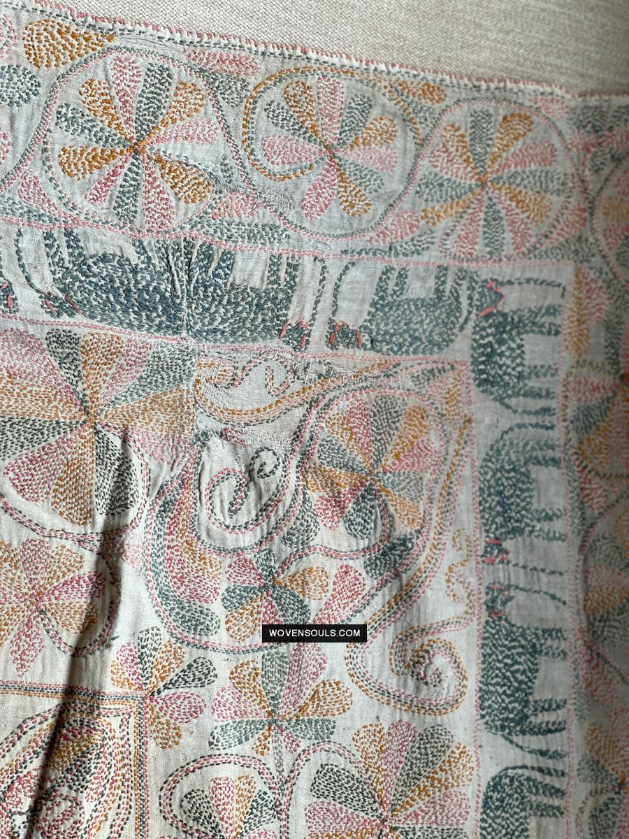 1676 Old Kantha Embroidery Bengal Textile Art-WOVENSOULS Antique Textiles &amp; Art Gallery