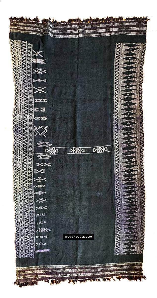 1688 SOLD Antique Mahmoudi Blue Bakhnoug Shawl - Textile Art Masterpiece-WOVENSOULS Antique Textiles &amp; Art Gallery