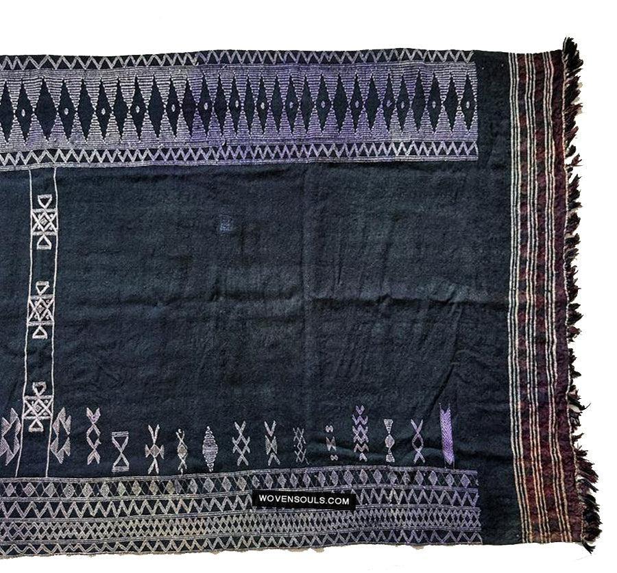 1688 SOLD Antique Mahmoudi Blue Bakhnoug Shawl - Textile Art Masterpiece-WOVENSOULS Antique Textiles &amp; Art Gallery