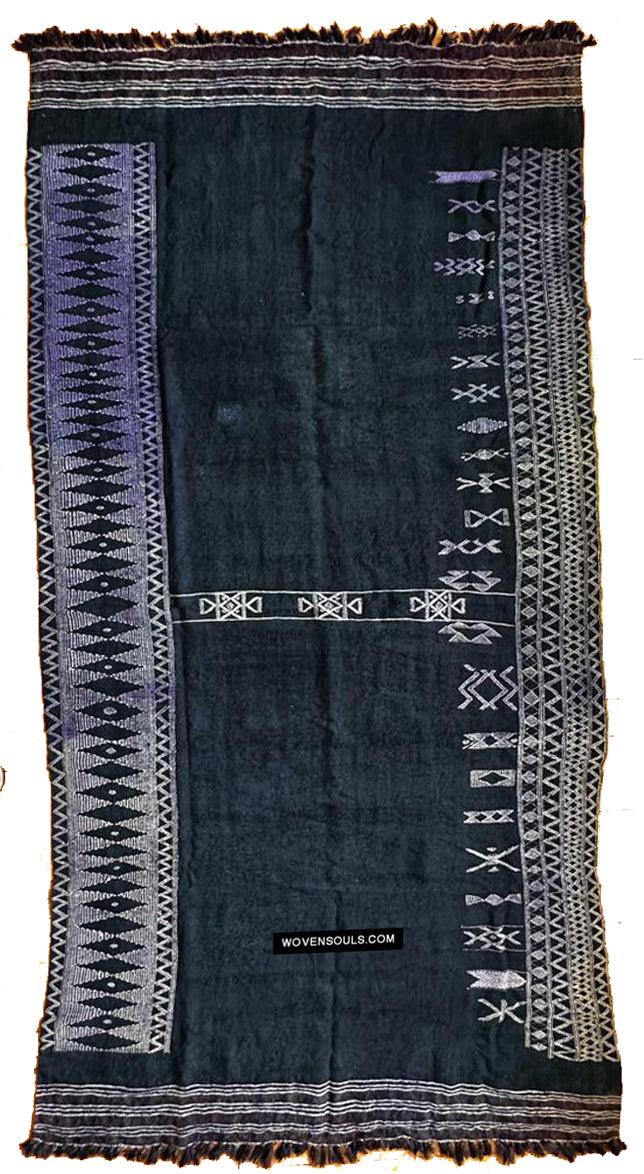 1688 SOLD Antique Mahmoudi Blue Bakhnoug Shawl - Textile Art Masterpiece-WOVENSOULS Antique Textiles &amp; Art Gallery