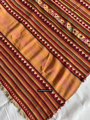 1692 Rare Exceptional Vintage Orissa Odisha Gond Tribal Shawl w Yellow-WOVENSOULS Antique Textiles &amp; Art Gallery