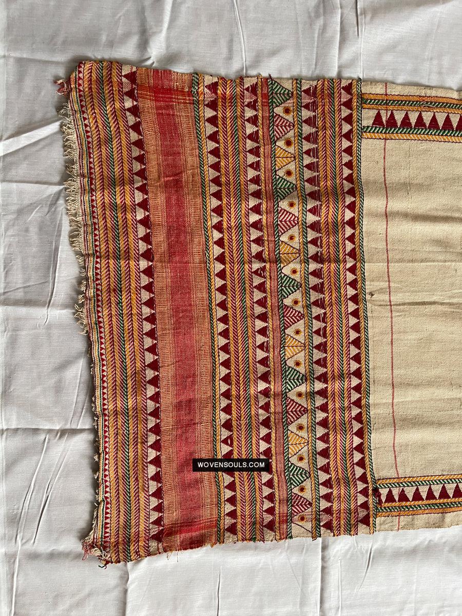 1693 Rare Vintage Orissa Odisha Gond Tribal Shawl-WOVENSOULS Antique Textiles &amp; Art Gallery