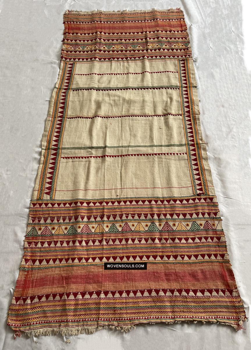 1693 Rare Vintage Orissa Odisha Gond Tribal Shawl-WOVENSOULS Antique Textiles &amp; Art Gallery