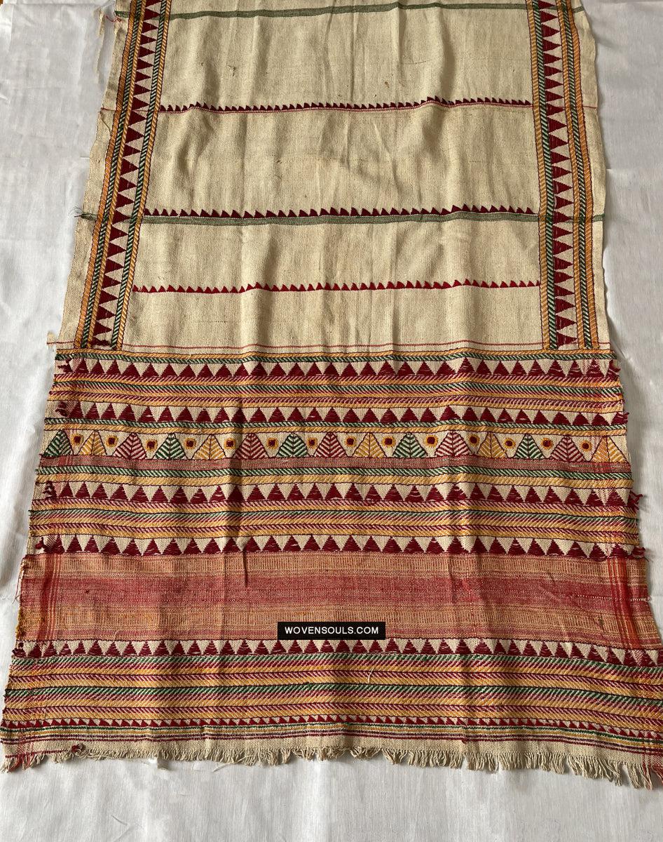 1693 Rare Vintage Orissa Odisha Gond Tribal Shawl-WOVENSOULS Antique Textiles &amp; Art Gallery