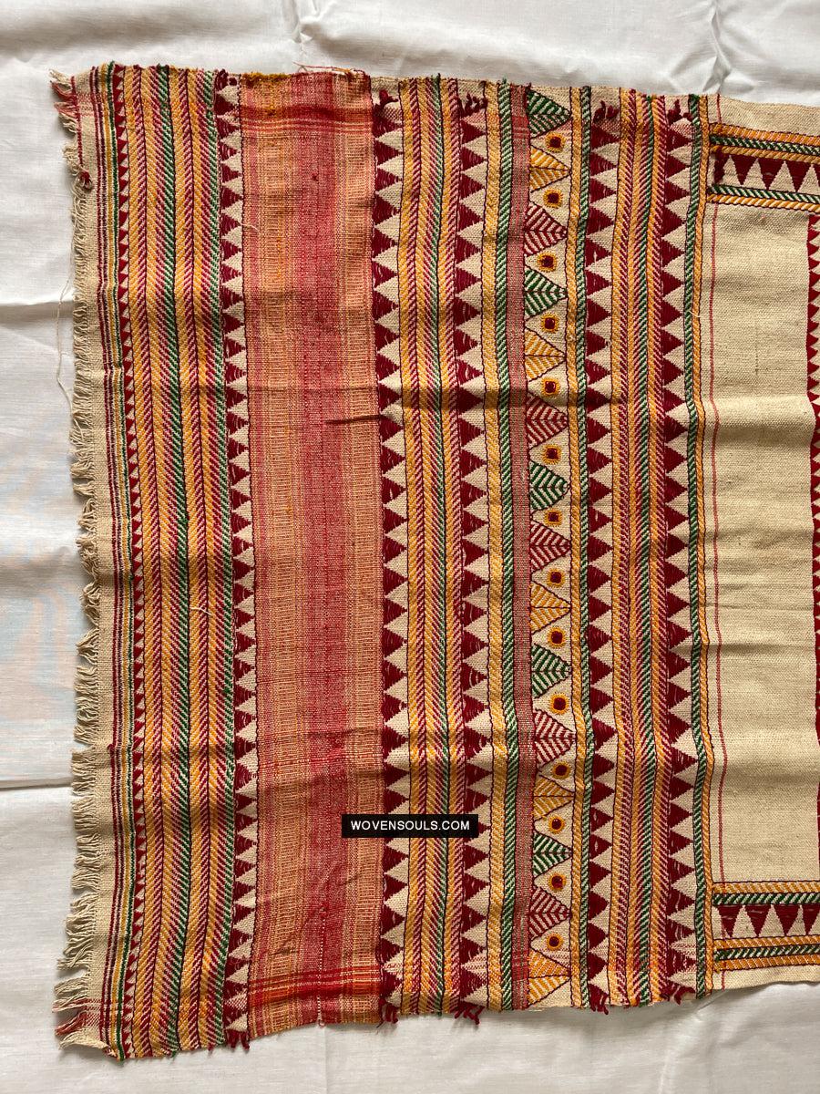 1693 Rare Vintage Orissa Odisha Gond Tribal Shawl-WOVENSOULS Antique Textiles &amp; Art Gallery