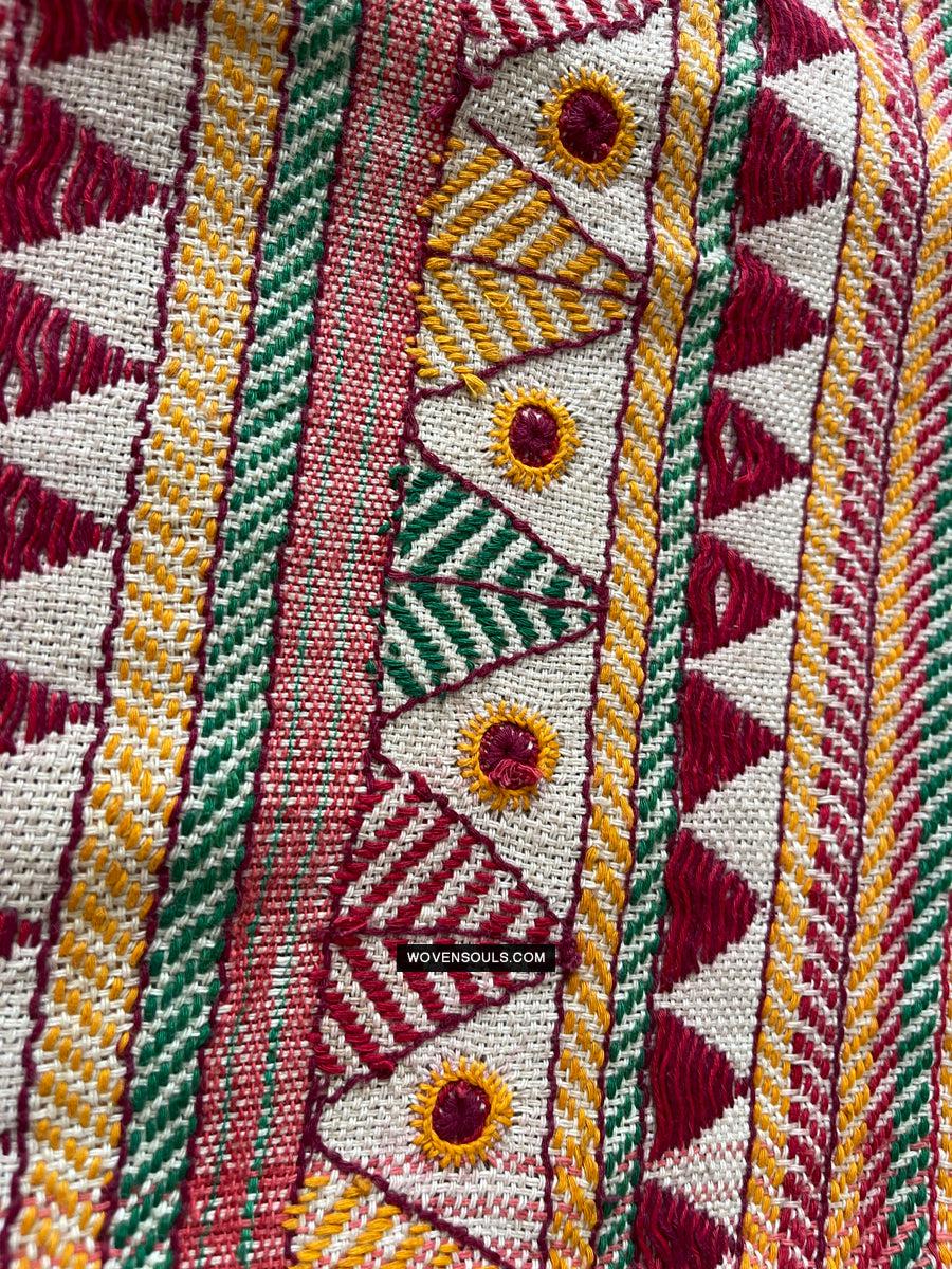 1693 Rare Vintage Orissa Odisha Gond Tribal Shawl-WOVENSOULS Antique Textiles &amp; Art Gallery