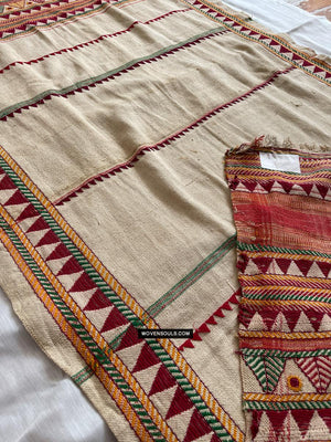 1693 Rare Vintage Orissa Odisha Gond Tribal Shawl-WOVENSOULS Antique Textiles &amp; Art Gallery