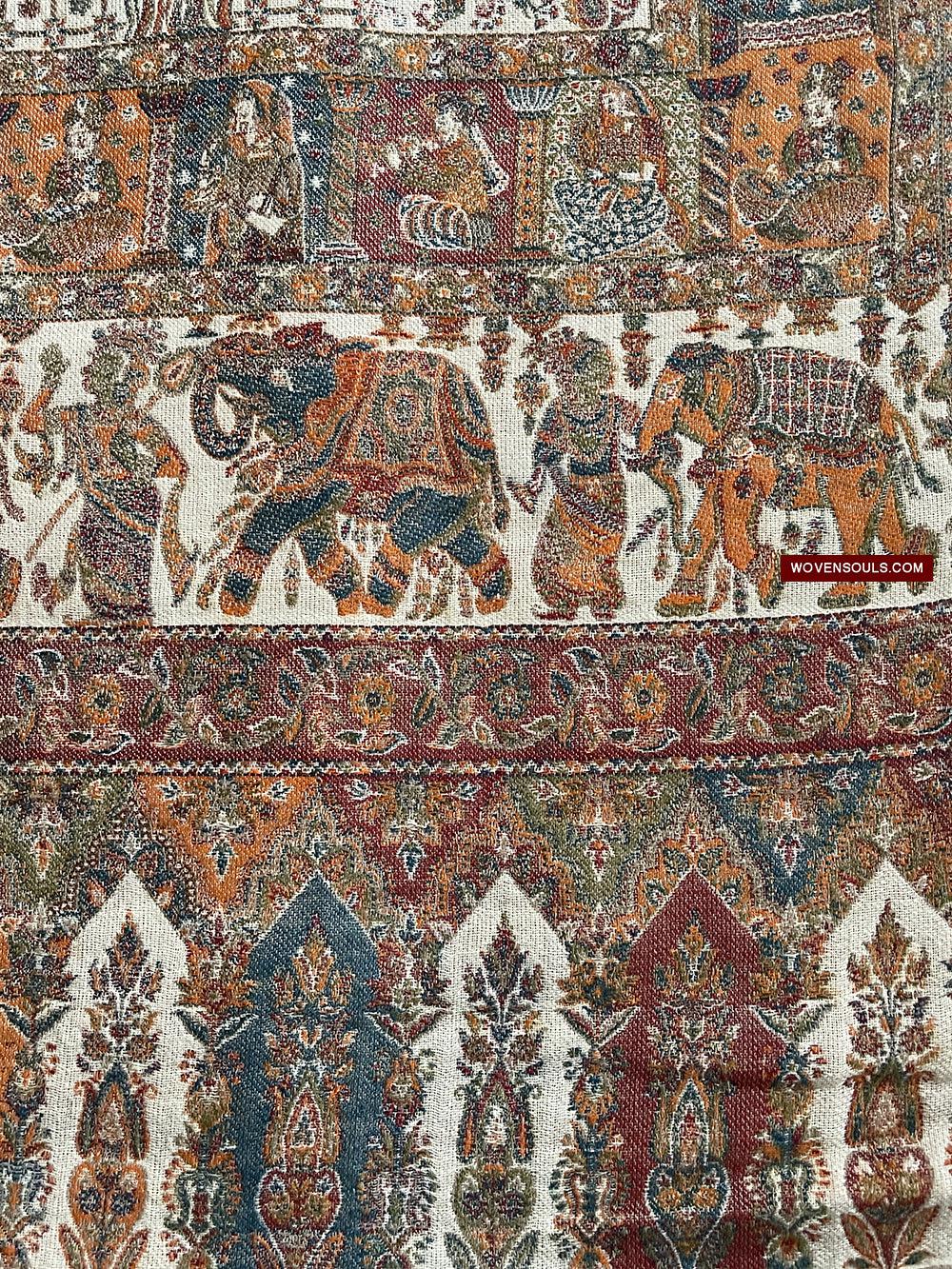 1694 SOLD Figurative Pashmina Shawl from Kashmir-WOVENSOULS Antique Textiles &amp; Art Gallery