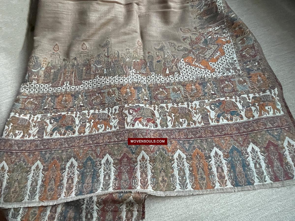 1694 SOLD Figurative Pashmina Shawl from Kashmir-WOVENSOULS Antique Textiles &amp; Art Gallery