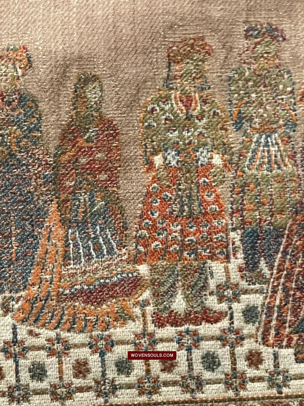 1694 SOLD Figurative Pashmina Shawl from Kashmir-WOVENSOULS Antique Textiles &amp; Art Gallery