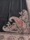 1695 Black Boteh Shawl from Kashmir - Recently Made-WOVENSOULS Antique Textiles &amp; Art Gallery