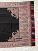 1695 Black Boteh Shawl from Kashmir - Recently Made-WOVENSOULS Antique Textiles &amp; Art Gallery