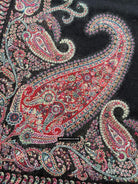 1695 Black Boteh Shawl from Kashmir - Recently Made-WOVENSOULS Antique Textiles &amp; Art Gallery