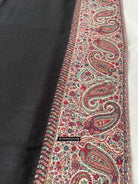 1695 Black Boteh Shawl from Kashmir - Recently Made-WOVENSOULS Antique Textiles &amp; Art Gallery