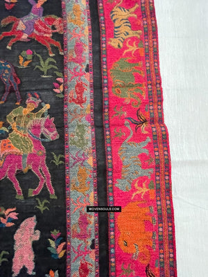 1696 SOLD Figurative Hunting Shawl from Kashmir-WOVENSOULS Antique Textiles &amp; Art Gallery